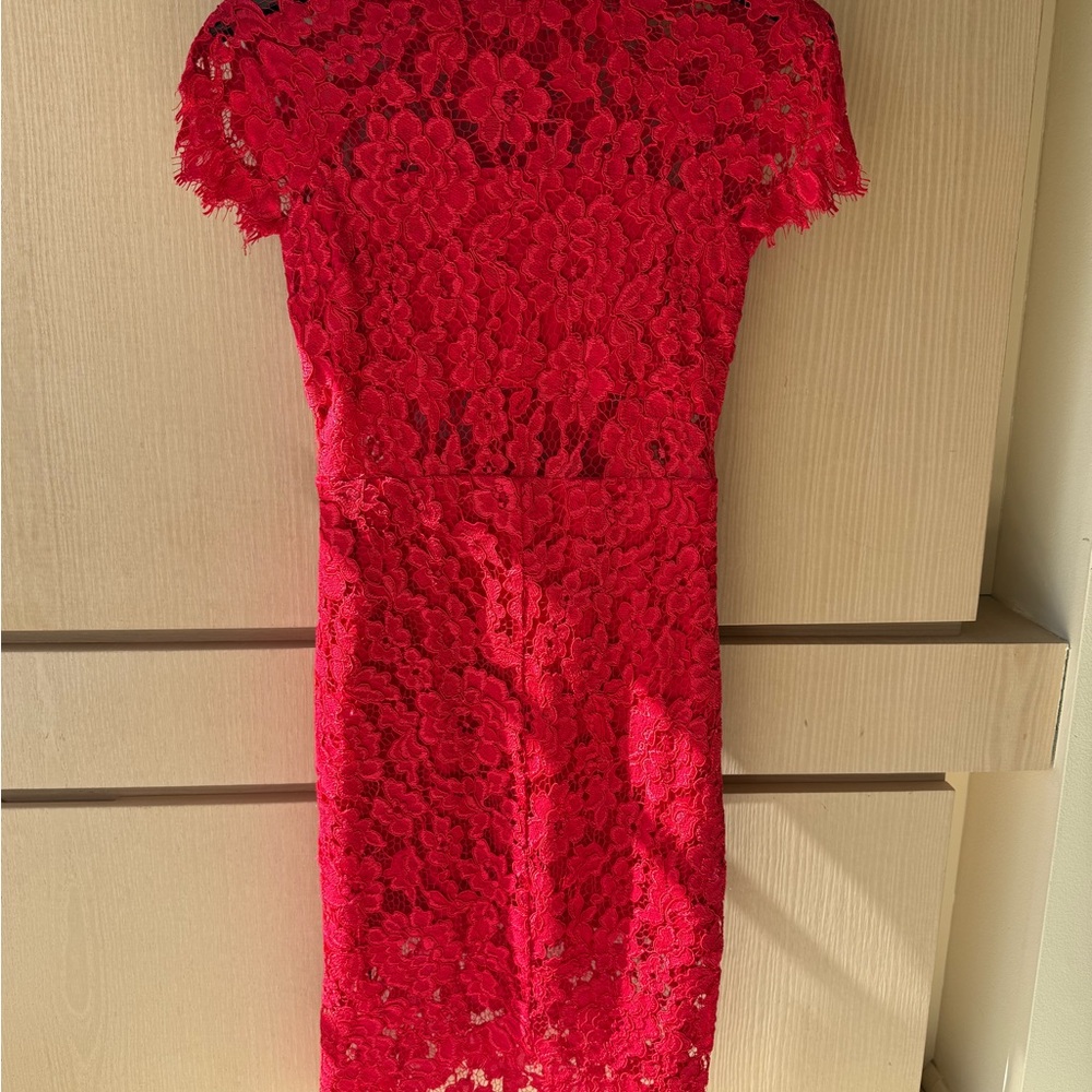 Alexis Red Floral Lace Midi Dress